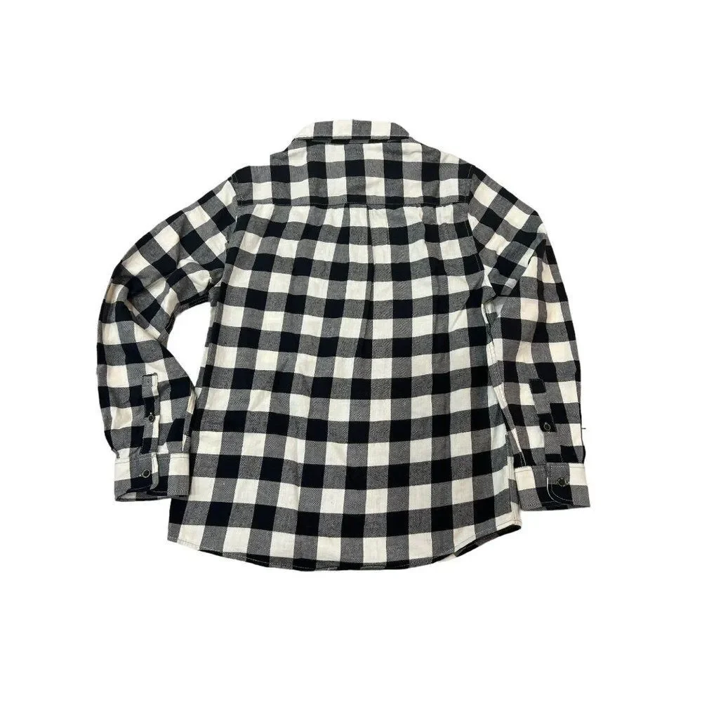 Zara Kids Size 10 140 cm Buffalo Check Shirt‎ Button Down Cotton Black White NWT